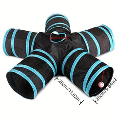Collapsible Pet Tunnel with Hanging Bell Ball - Fun Toy for Cats and Kittens