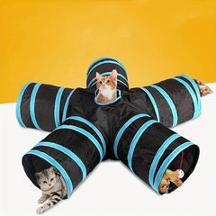 Collapsible Pet Tunnel with Hanging Bell Ball - Fun Toy for Cats and Kittens