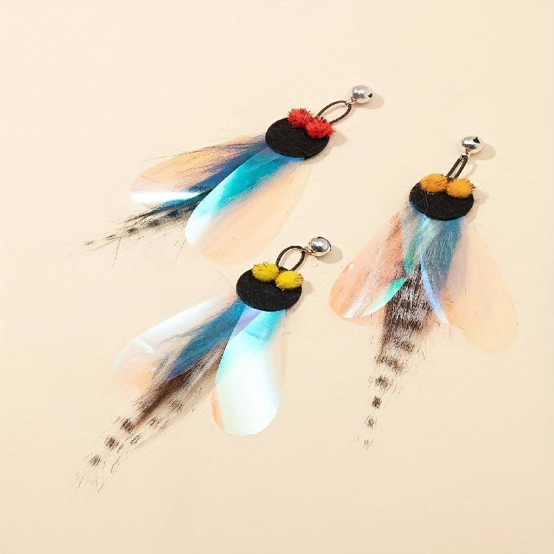 Durable Cat Teaser Stick with Flying Insect Toy