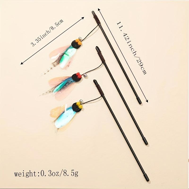 Durable Cat Teaser Stick with Flying Insect Toy