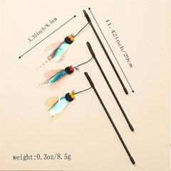 Durable Cat Teaser Stick with Flying Insect Toy