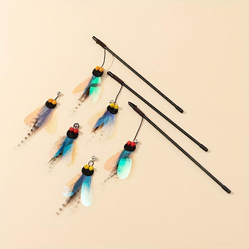 Durable Cat Teaser Stick with Flying Insect Toy