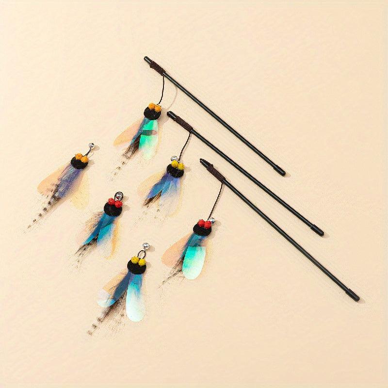 Durable Cat Teaser Stick with Flying Insect Toy