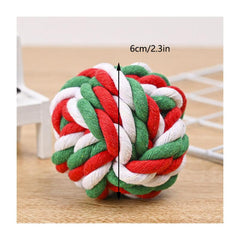 Christmas Dog Toy Red Green And Rope Knot Ball Pet Toy Supply