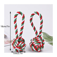 Christmas Dog Toy Red Green And Rope Knot Ball Pet Toy Supply