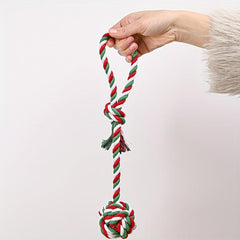 Christmas Dog Toy Red Green And Rope Knot Ball Pet Toy Supply