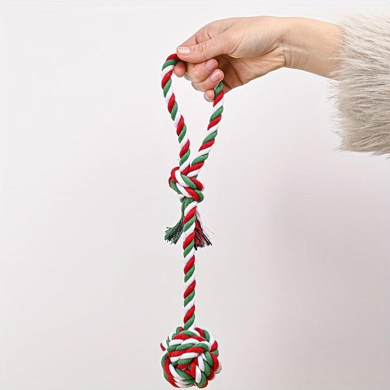 Christmas Dog Toy Red Green And Rope Knot Ball Pet Toy Supply