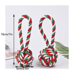 Christmas Dog Toy Red Green And Rope Knot Ball Pet Toy Supply