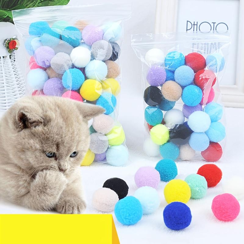 Stretchy Plush Ball Pom Toys for Dogs and Cats - 50-100pcs