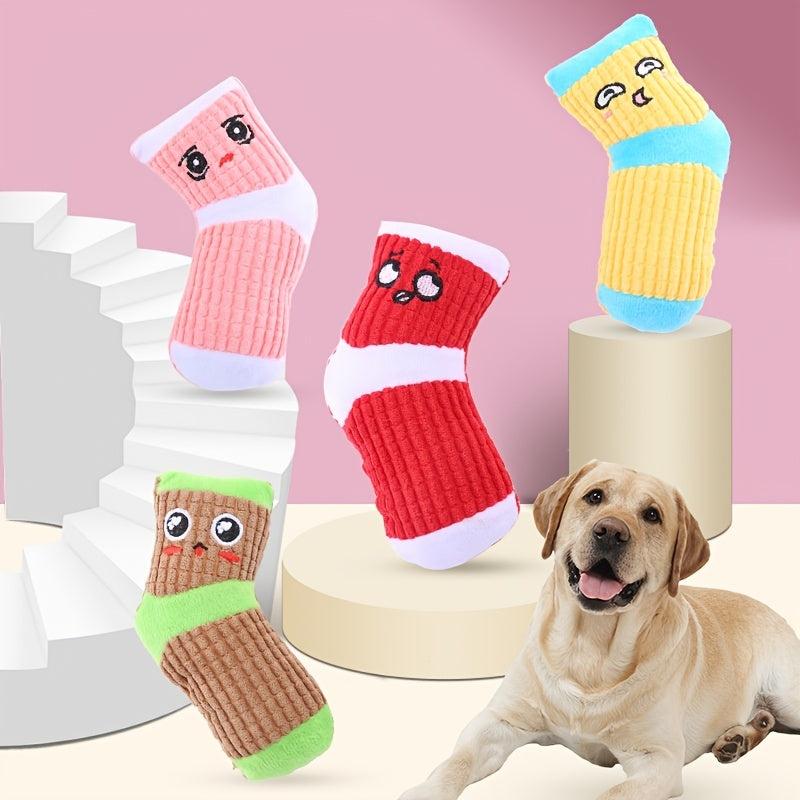 Squeaky Plush Chew Toys For Dogs Cotton Animals Dog Toys Sock Shape
