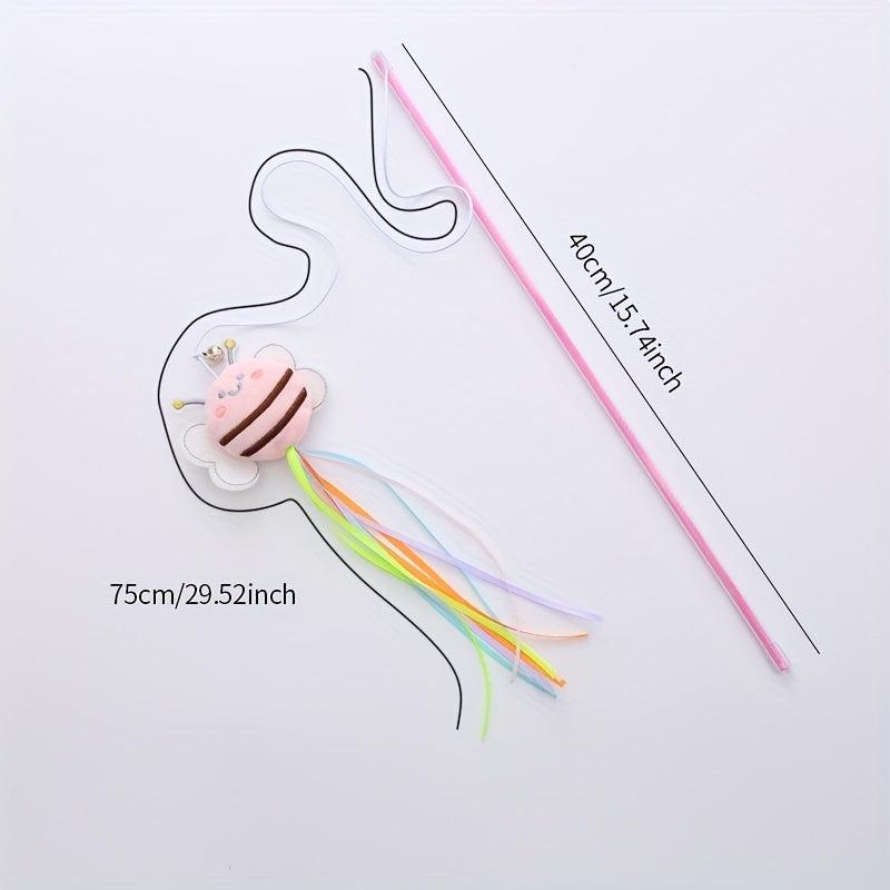 Interactive Cat Teaser Toy Stick with Plush Bee and Tassel