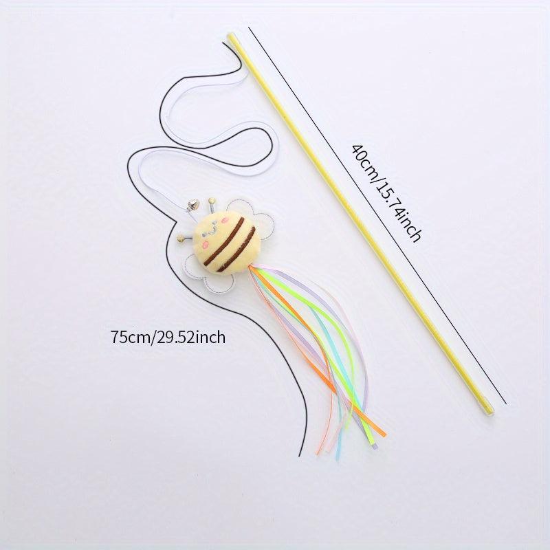 Interactive Cat Teaser Toy Stick with Plush Bee and Tassel