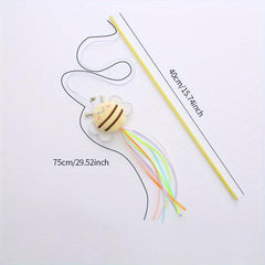 Interactive Cat Teaser Toy Stick with Plush Bee and Tassel