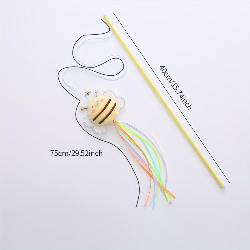 Interactive Cat Teaser Toy Stick with Plush Bee and Tassel
