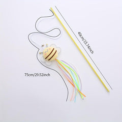 Interactive Cat Teaser Toy Stick with Plush Bee and Tassel
