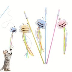 Interactive Cat Teaser Toy Stick with Plush Bee and Tassel