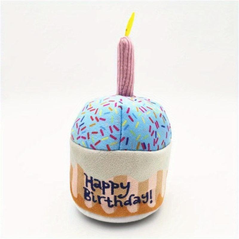 Dog Birthday Squeaky Plush Toy Cake Shape Dog Toys