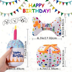 Dog Birthday Squeaky Plush Toy Cake Shape Dog Toys