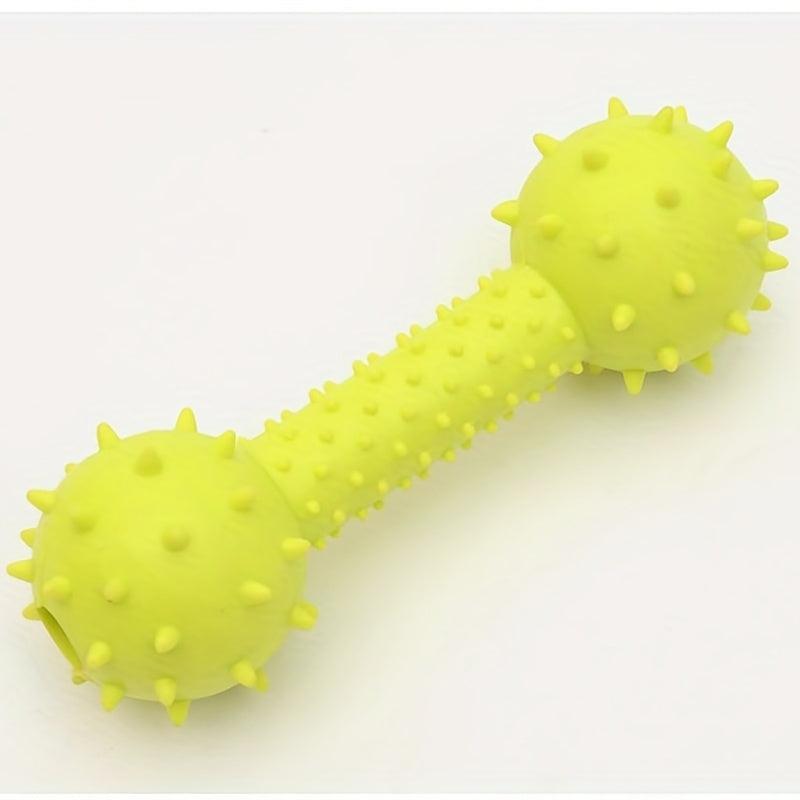Squeaky Dumbbell Dog Chew Toy for Teeth Grinding & Playful Exercise