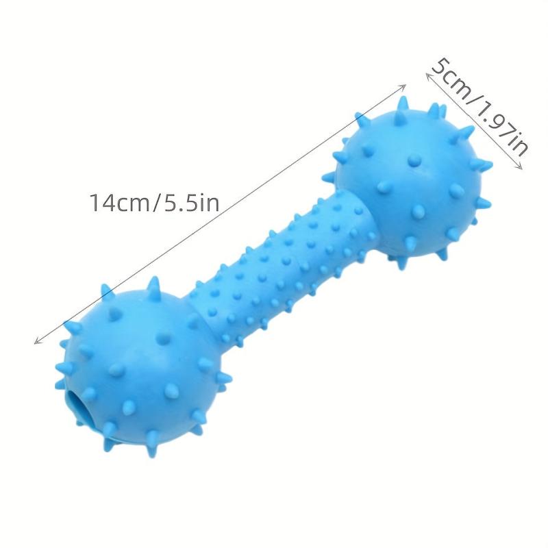 Squeaky Dumbbell Dog Chew Toy for Teeth Grinding & Playful Exercise