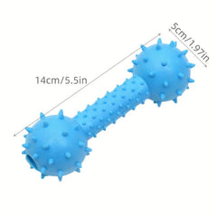 Squeaky Dumbbell Dog Chew Toy for Teeth Grinding & Playful Exercise