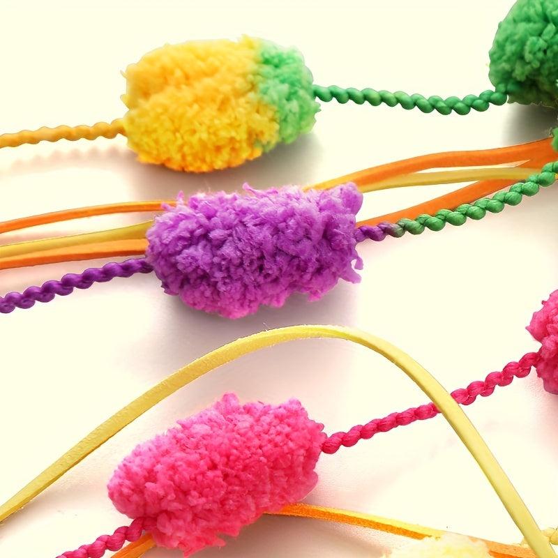 Interactive Rainbow Cat Teasing Stick Plush Toy