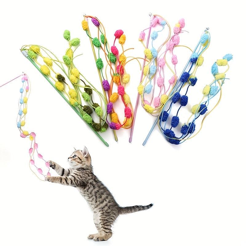 Interactive Rainbow Cat Teasing Stick Plush Toy