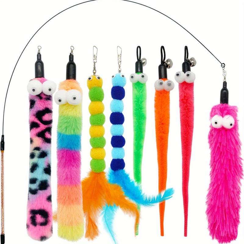 9pcs Interactive Cat Toy with Feather and Bell - Kitten Teasing Set