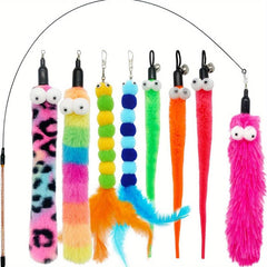 9pcs Interactive Cat Toy with Feather and Bell - Kitten Teasing Set
