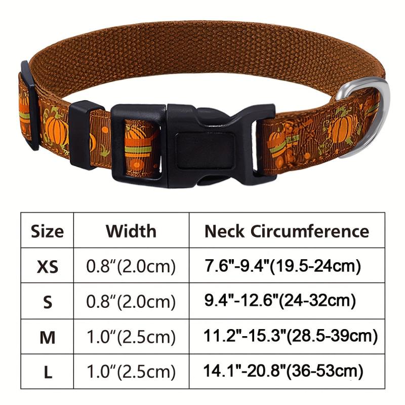 Halloween Dog Collar Pumpkin Bat Ghost Pattern Adjustable for Dogs