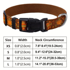 Halloween Dog Collar Pumpkin Bat Ghost Pattern Adjustable for Dogs
