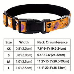 Halloween Dog Collar Pumpkin Bat Ghost Pattern Adjustable for Dogs