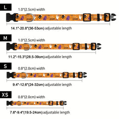 Halloween Dog Collar Pumpkin Bat Ghost Pattern Adjustable for Dogs