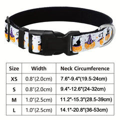 Halloween Dog Collar Pumpkin Bat Ghost Pattern Adjustable for Dogs