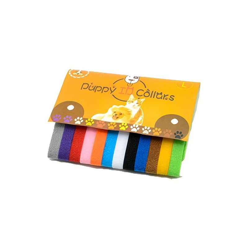 12pcs Reusable Soft Pet ID Collars for Newborn Kitties and Puppies