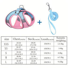 Reflective Mesh Pet Chest Strap w/ Traction Rope for Small & Medium Dogs