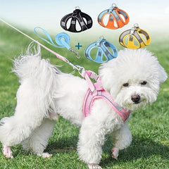 Reflective Mesh Pet Chest Strap w/ Traction Rope for Small & Medium Dogs
