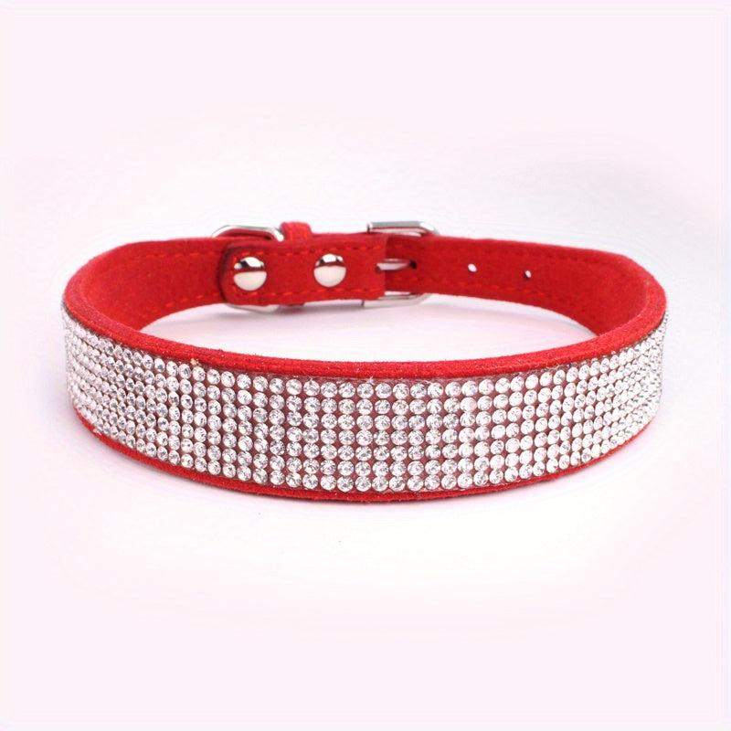 Sparkling Rhinestone Dog Collar Soft Leather Pet Puppy Collar