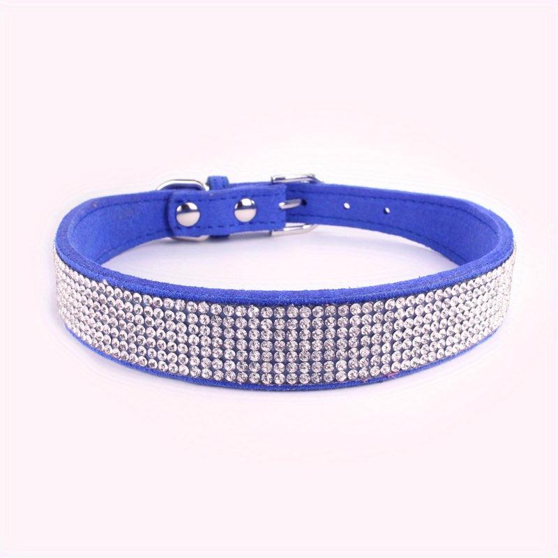 Sparkling Rhinestone Dog Collar Soft Leather Pet Puppy Collar