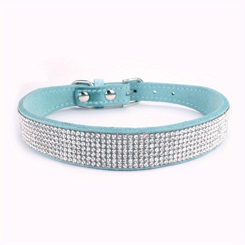 Sparkling Rhinestone Dog Collar Soft Leather Pet Puppy Collar