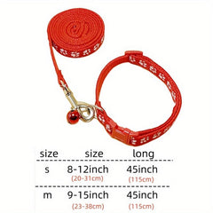 Adjustable Cat Collar With Bell Walking Dog Rope Multicolor