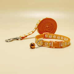 Adjustable Cat Collar With Bell Walking Dog Rope Multicolor