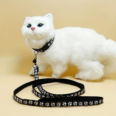 Adjustable Cat Collar With Bell Walking Dog Rope Multicolor