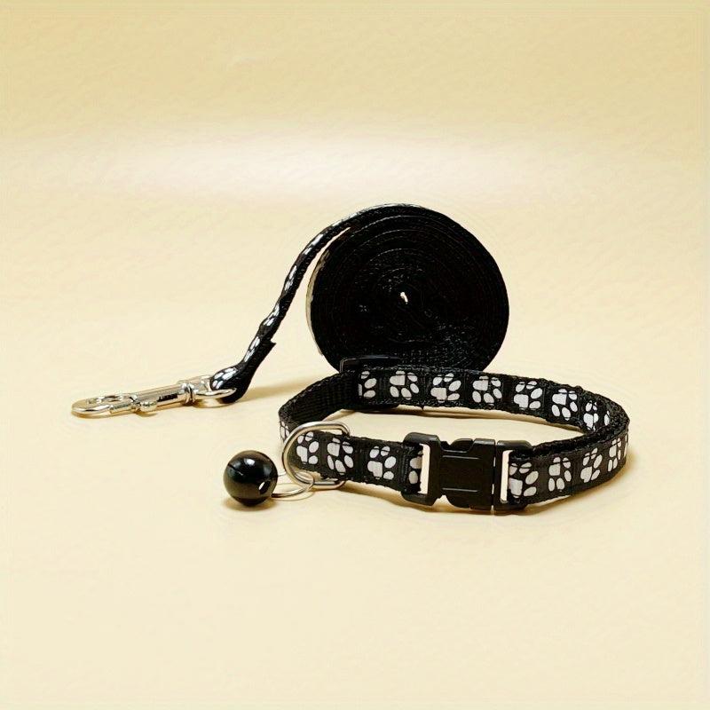 Adjustable Cat Collar With Bell Walking Dog Rope Multicolor