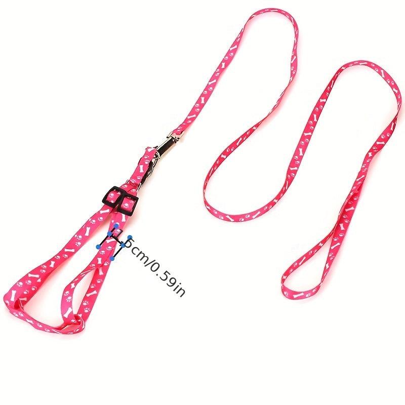 Cute Dog Necklace with Paw Print Nylon Neck Strap for Comfort