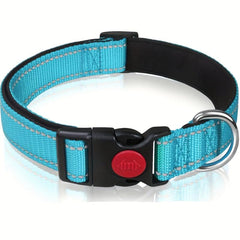 Reflective Dog Collar Safety Buckle Adjustable Padded Nylon Pet Collar