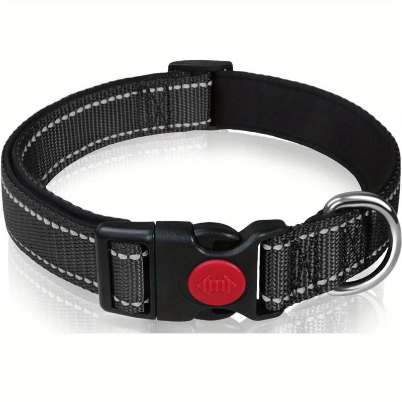 Reflective Dog Collar Safety Buckle Adjustable Padded Nylon Pet Collar