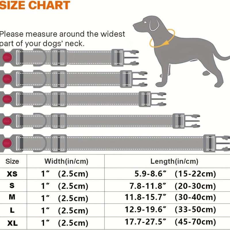 Reflective Dog Collar Safety Buckle Adjustable Padded Nylon Pet Collar