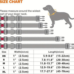 Reflective Dog Collar Safety Buckle Adjustable Padded Nylon Pet Collar