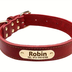 Personalized Leather Dog Collar, Padded, Rust Proof